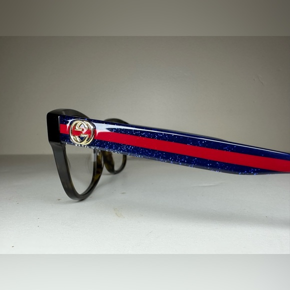 NWT WOMENS GUCCI GLASSES GG0038O TRANSPARENT HAVANA BLUE DEMO LENSES NO CASE - Picture 12 of 15